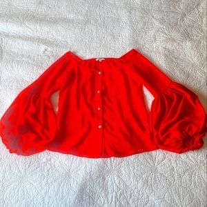 Gilbert Red Bishop Sleeve Blouse